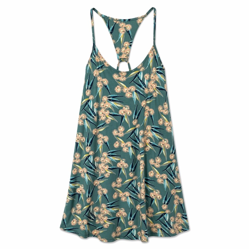 Patagonia Floral Mini Dress Small Built In‎ Bra Blue Green Racerback Sporty